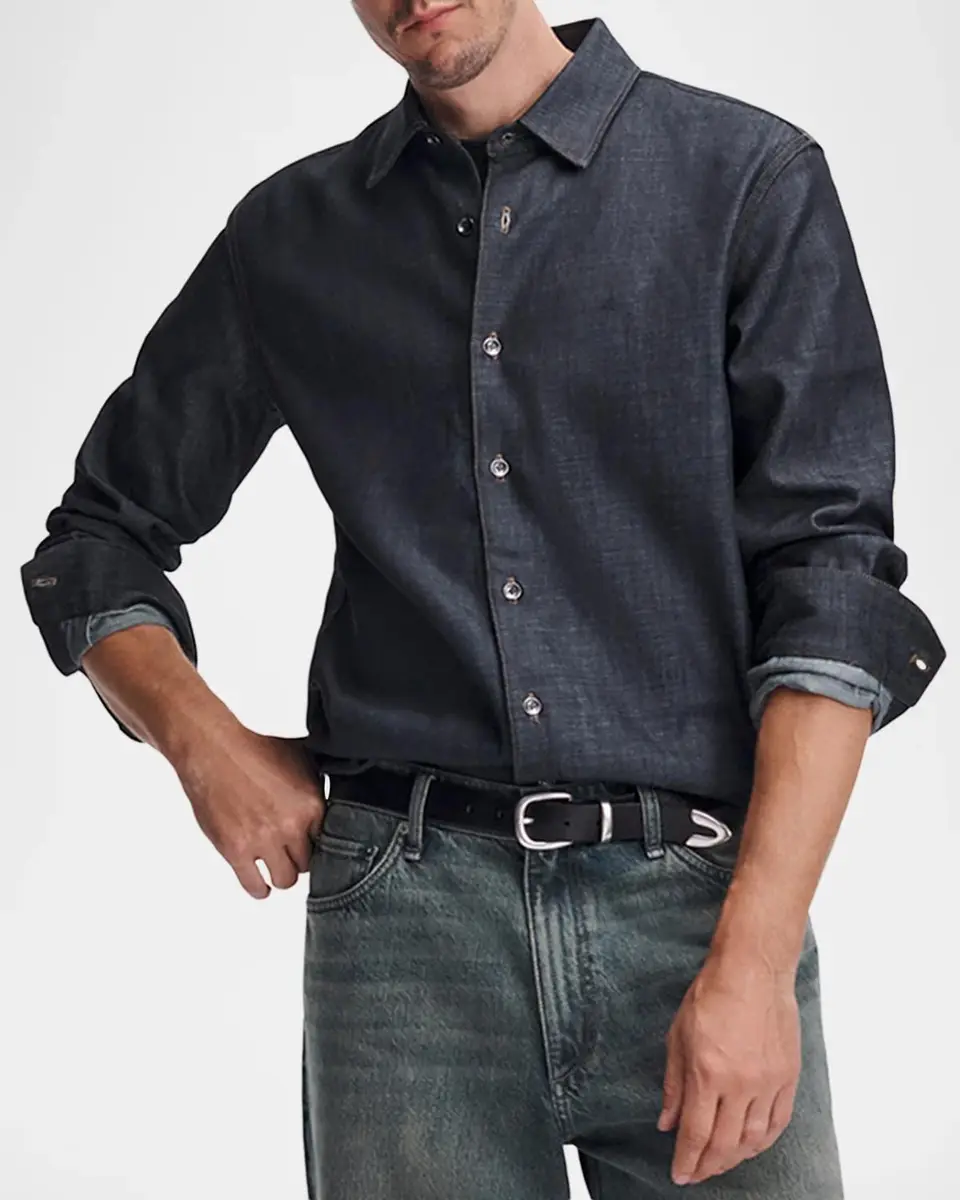 rag & bone Men's Denim Button-Front Shirt | Thumbnail 4 rag & bone Men's Denim Button-Front Shirt | Thumbnail 4