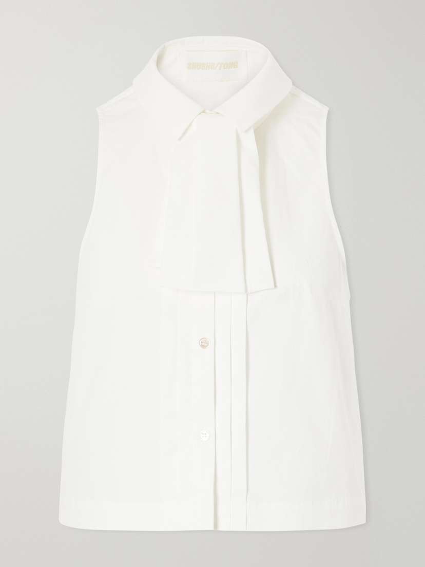 SHUSHU/TONG Tie-detailed Cotton-poplin Blouse
