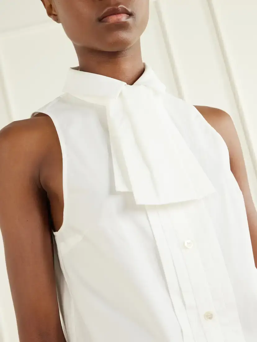 SHUSHU/TONG Tie-detailed Cotton-poplin Blouse | Thumbnail 4