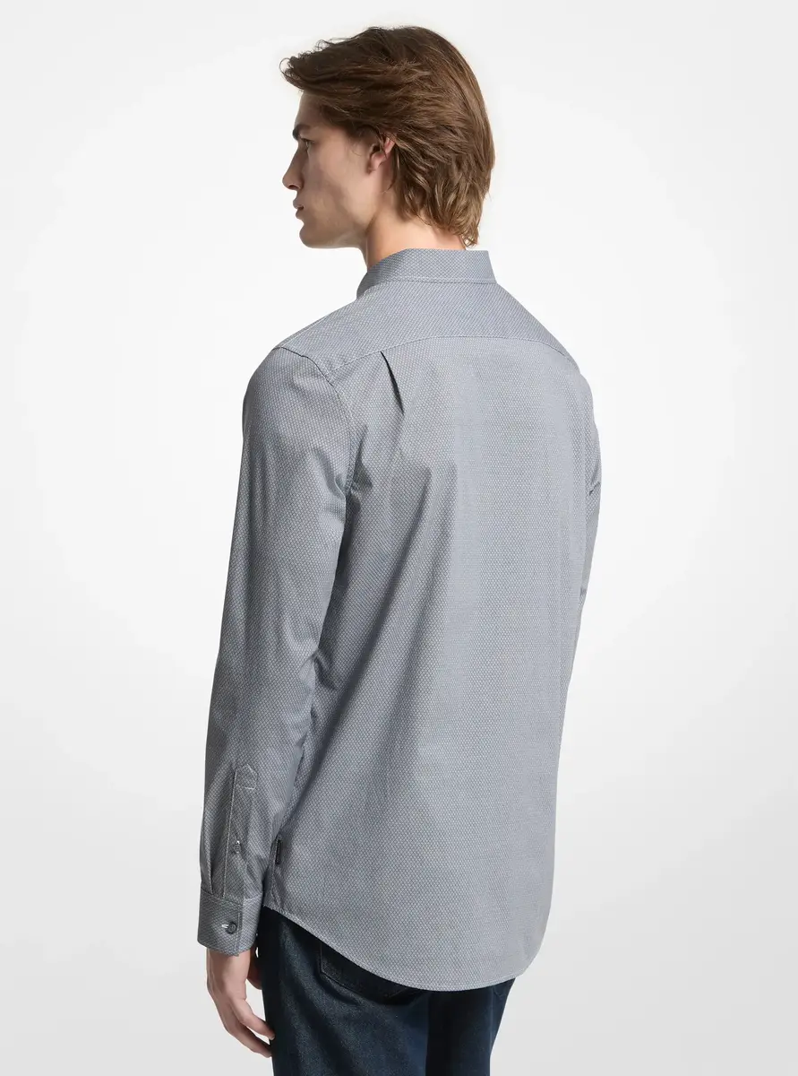 Michael Kors Collection Diamond Print Stretch Cotton Shirt in Black | Thumbnail 2 Michael Kors Collection Diamond Print Stretch Cotton Shirt in Black | Thumbnail 2