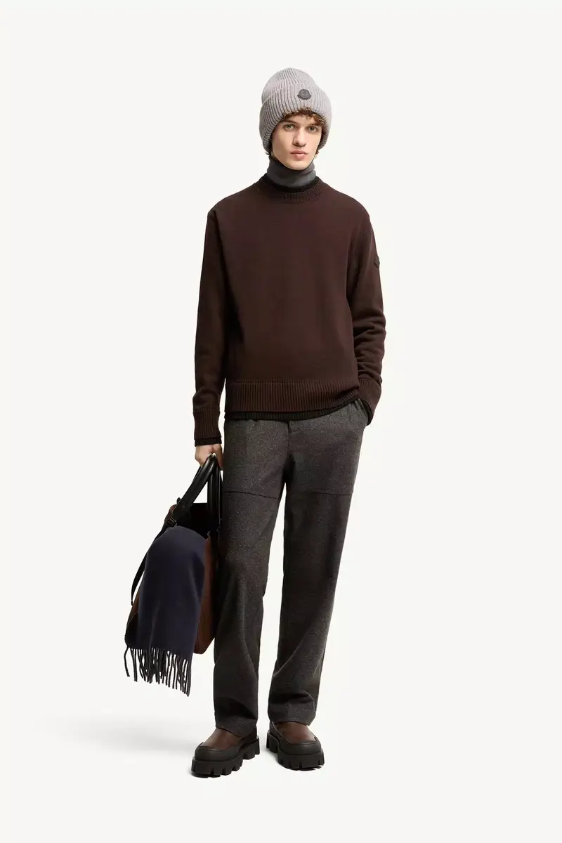 Moncler Leather Logo Wool & Cashmere Blend Sweater | Thumbnail 3 Moncler Leather Logo Wool & Cashmere Blend Sweater | Thumbnail 3