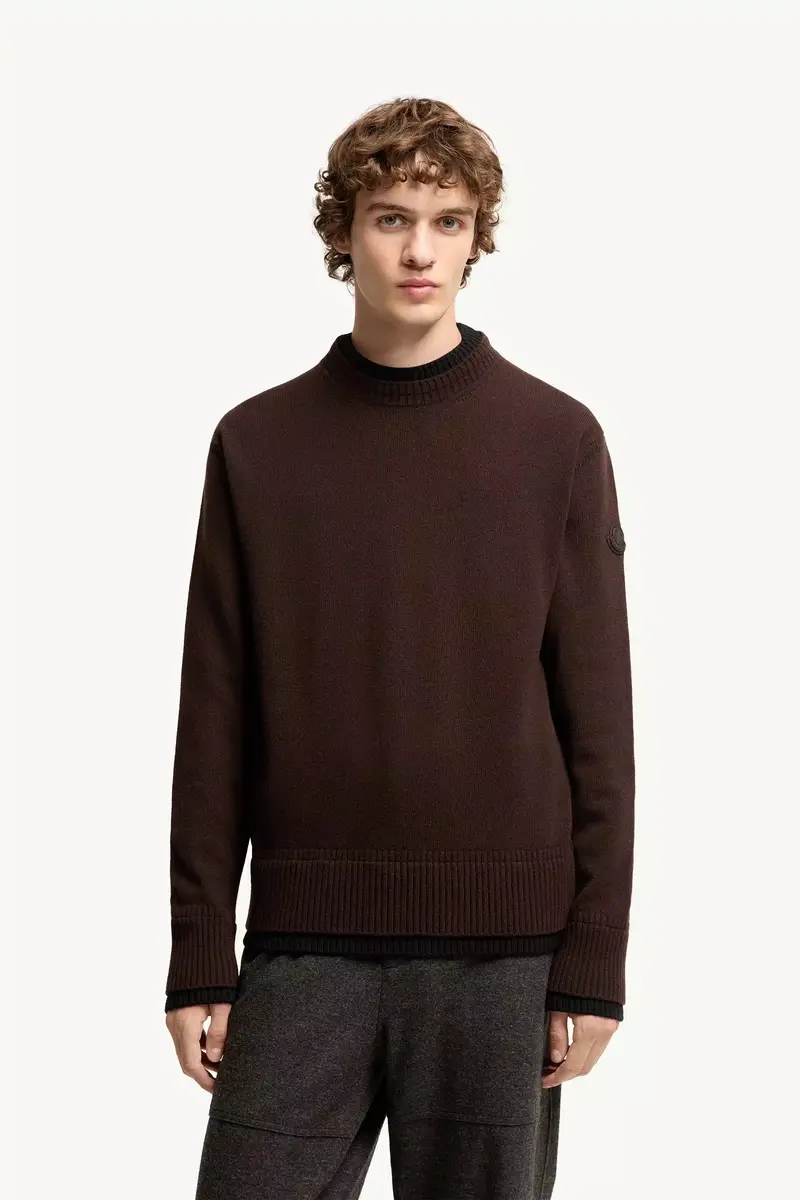 Moncler Leather Logo Wool & Cashmere Blend Sweater | Thumbnail 5 Moncler Leather Logo Wool & Cashmere Blend Sweater | Thumbnail 5