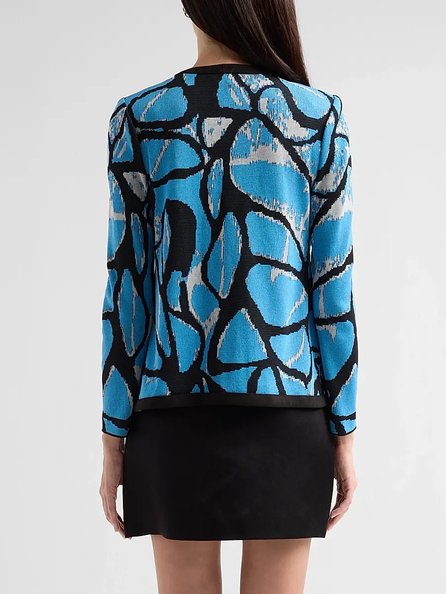 Ming Wang Women's Abstract Jacquard Suede Knit Jacket | Thumbnail 3 Ming Wang Women's Abstract Jacquard Suede Knit Jacket | Thumbnail 3