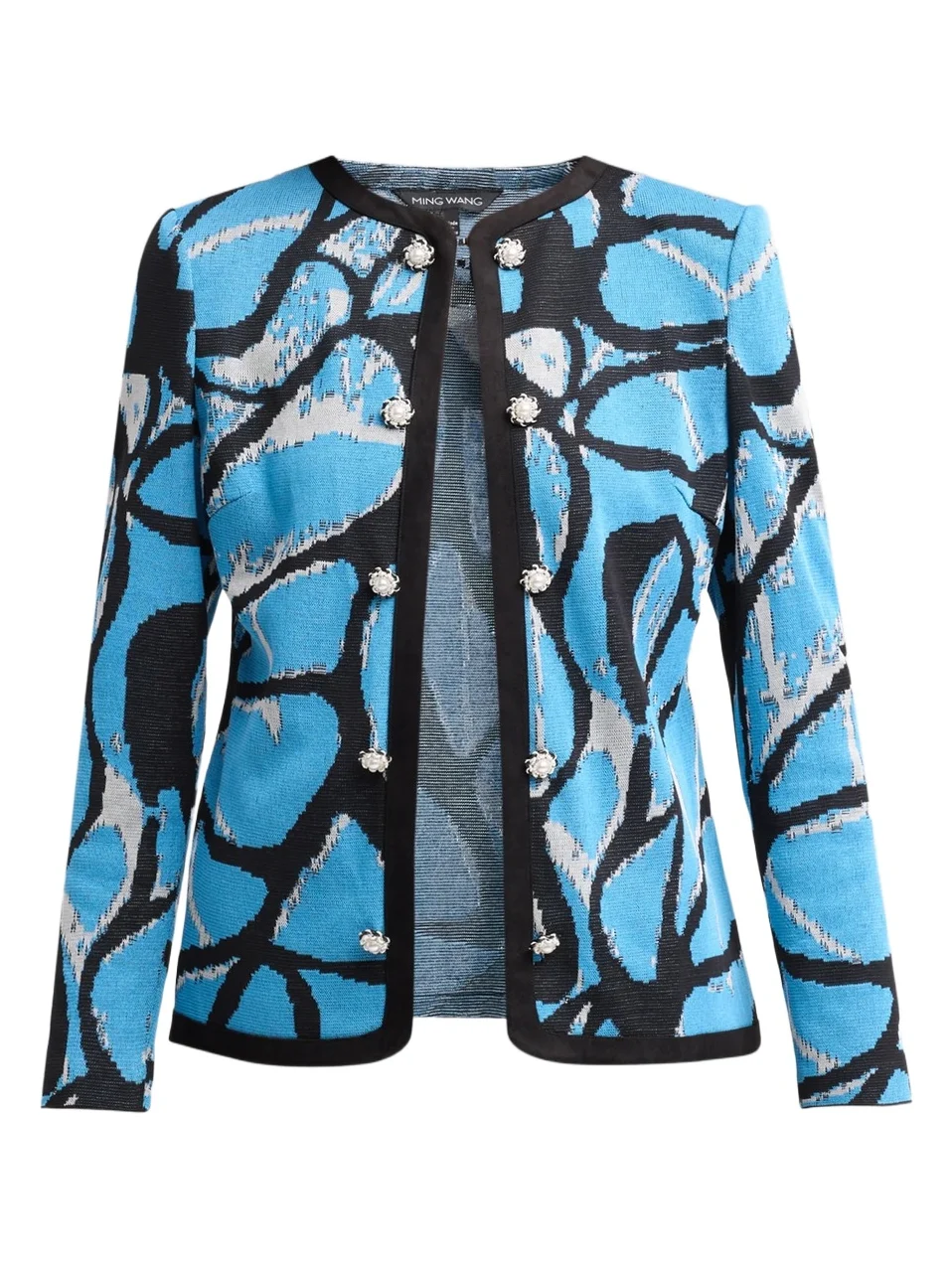 Ming Wang Women's Abstract Jacquard Suede Knit Jacket