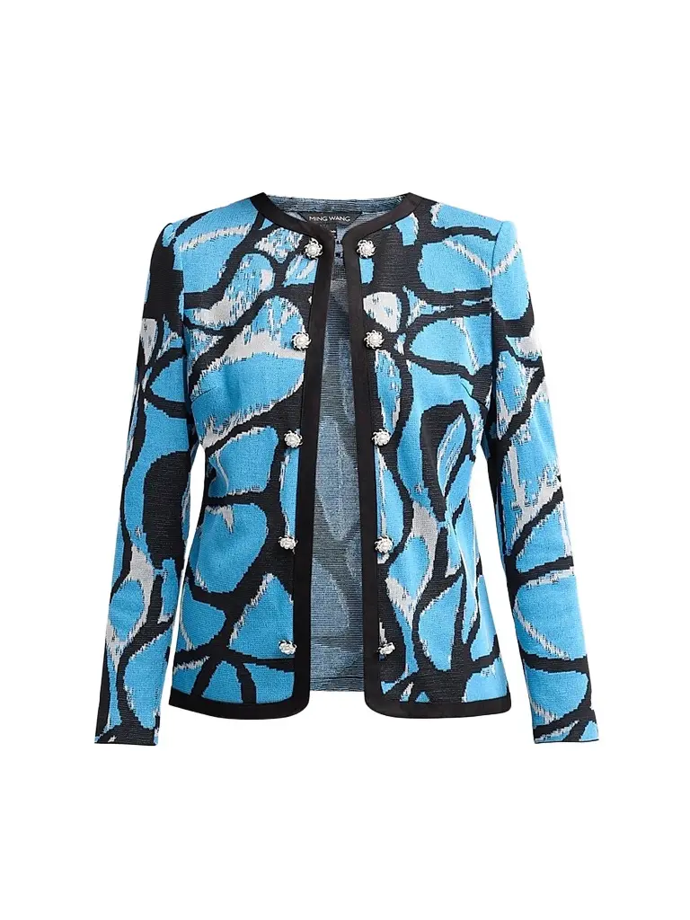 Ming Wang Women's Abstract Jacquard Suede Knit Jacket