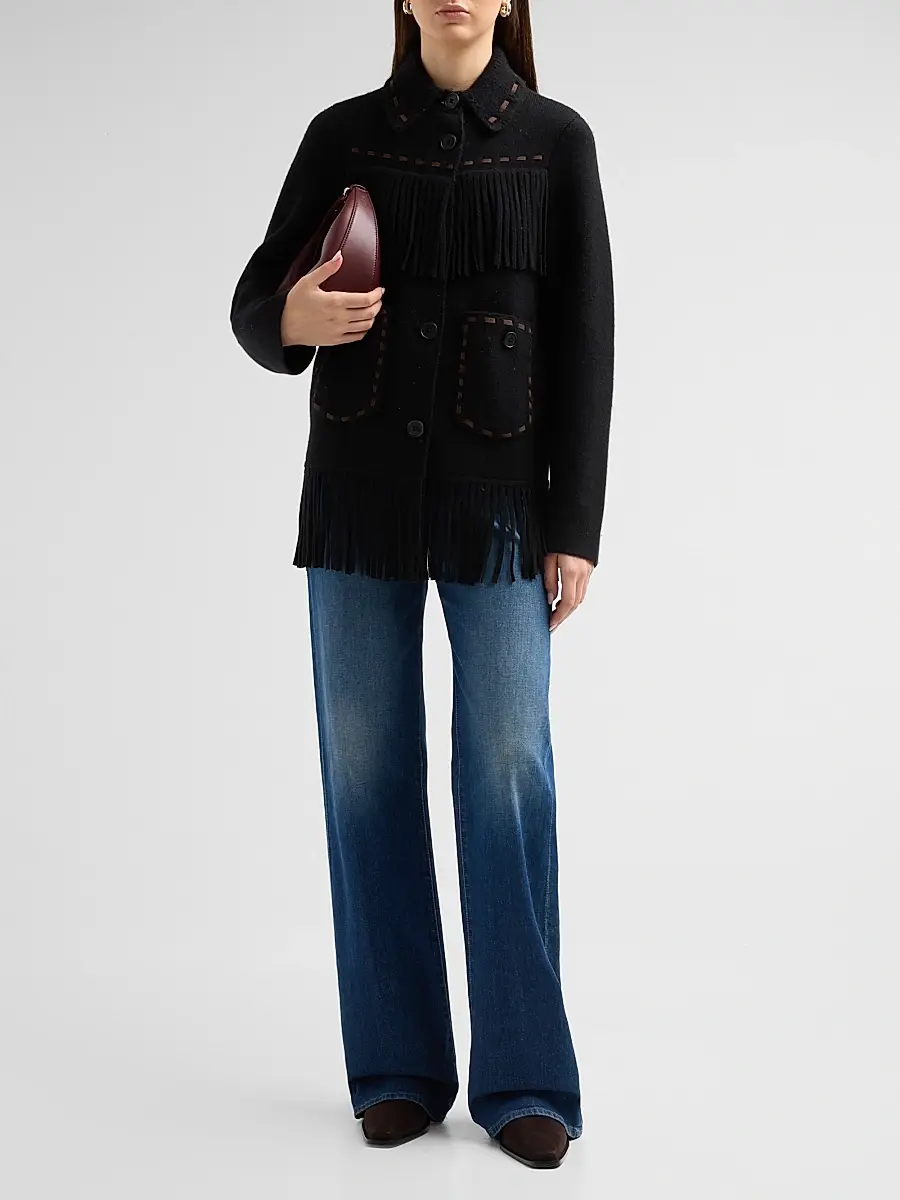 Guest In Residence Women's Western Cashmere-Wool Fringe Jacket | Thumbnail 2