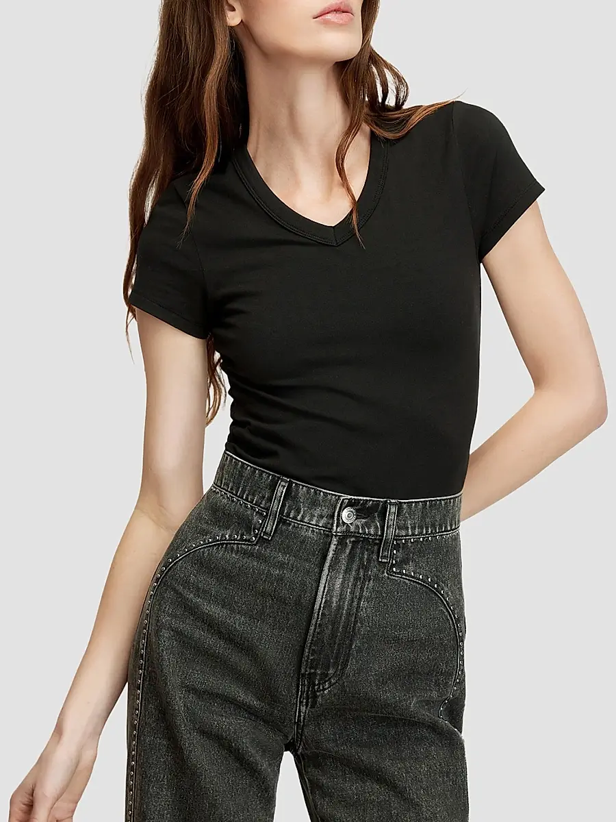 Veronica Beard Women's Devin V-Neck T-Shirt | Thumbnail 4