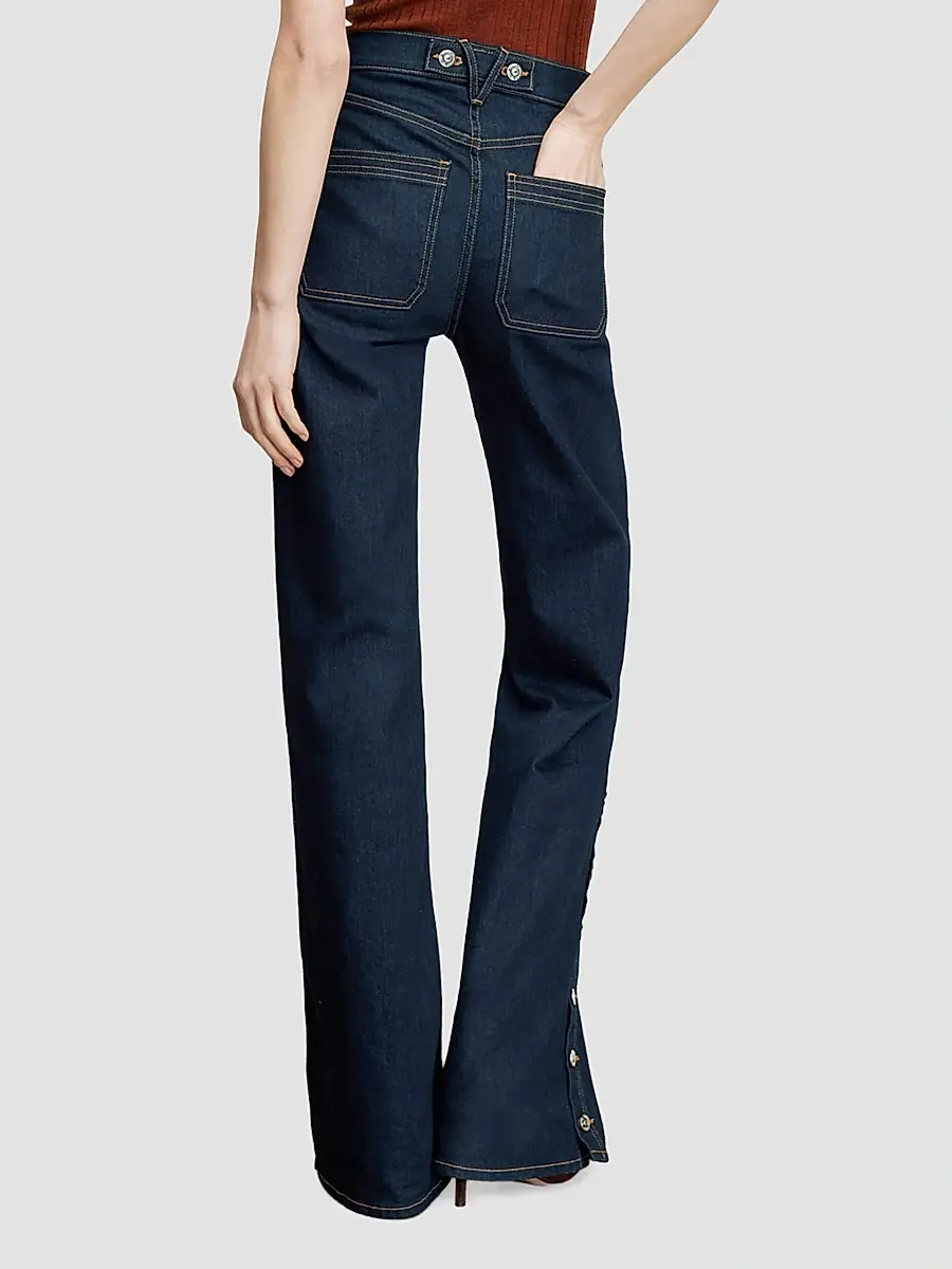 Veronica Beard Women's Crosbie Side-Button High-Rise Wide-Leg Jeans | Thumbnail 3 Veronica Beard Women's Crosbie Side-Button High-Rise Wide-Leg Jeans | Thumbnail 3