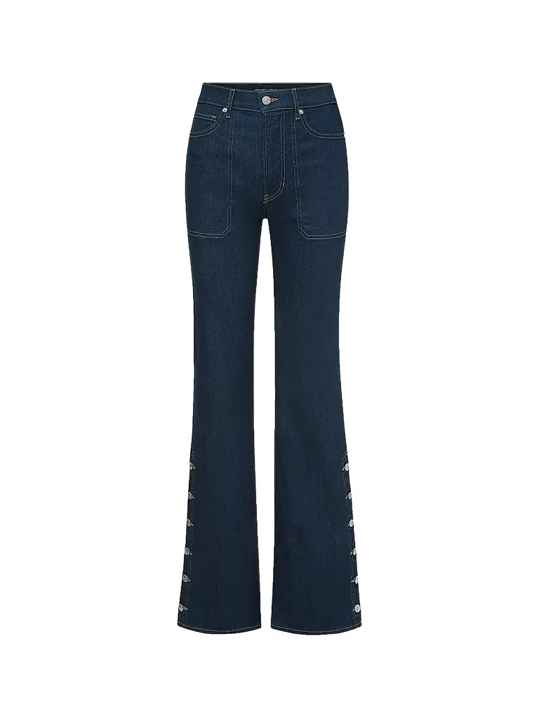 Veronica Beard Women's Crosbie Side-Button High-Rise Wide-Leg Jeans