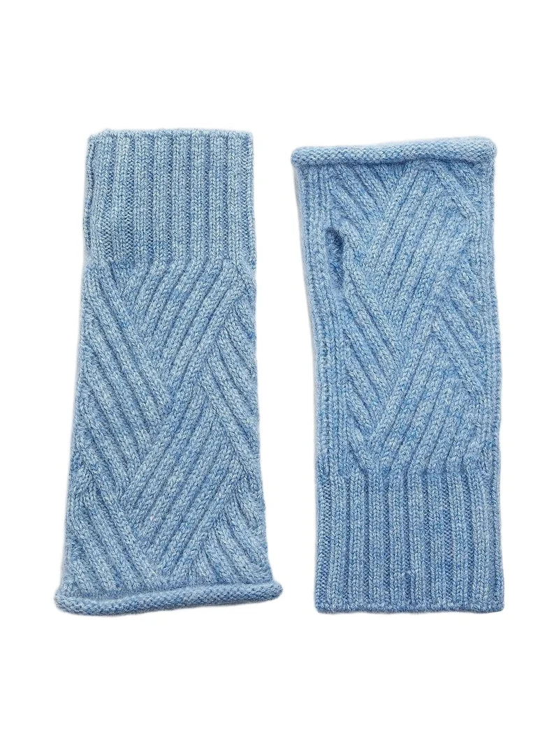 Saks Fifth Avenue Women's Cabel-Knit Ribbed Trim Fingerless Gloves