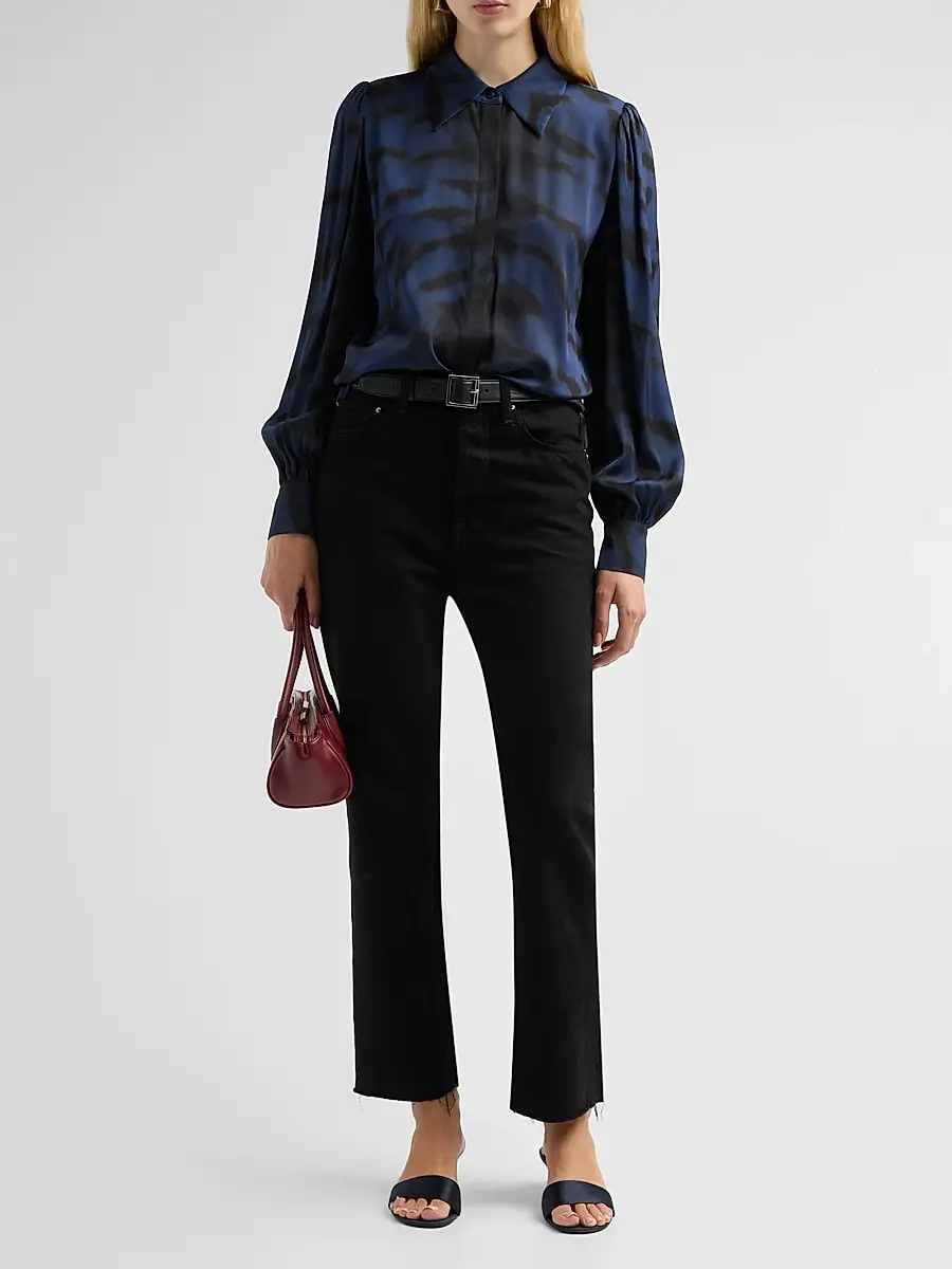 Kobi Halperin Women's Davis Tiger-Print Silk Blouse | Thumbnail 2
