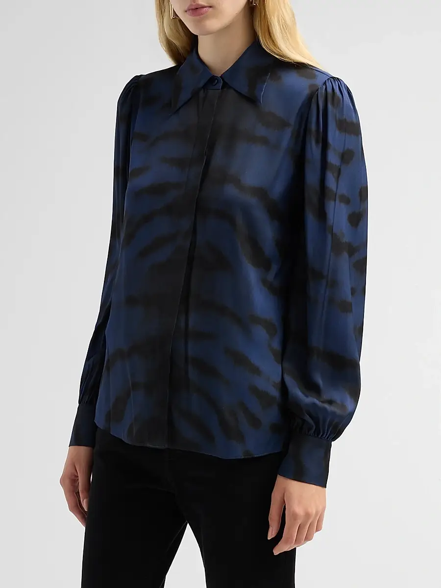 Kobi Halperin Women's Davis Tiger-Print Silk Blouse | Thumbnail 4