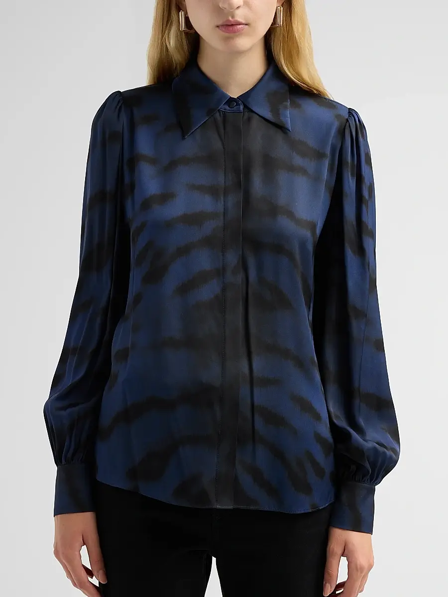 Kobi Halperin Women's Davis Tiger-Print Silk Blouse | Thumbnail 5