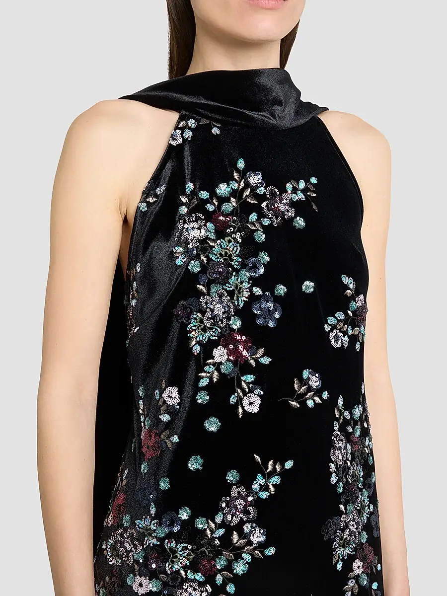 Talbot Runhof Women's Sequin Bloom Velvet Gown | Thumbnail 5 Talbot Runhof Women's Sequin Bloom Velvet Gown | Thumbnail 5