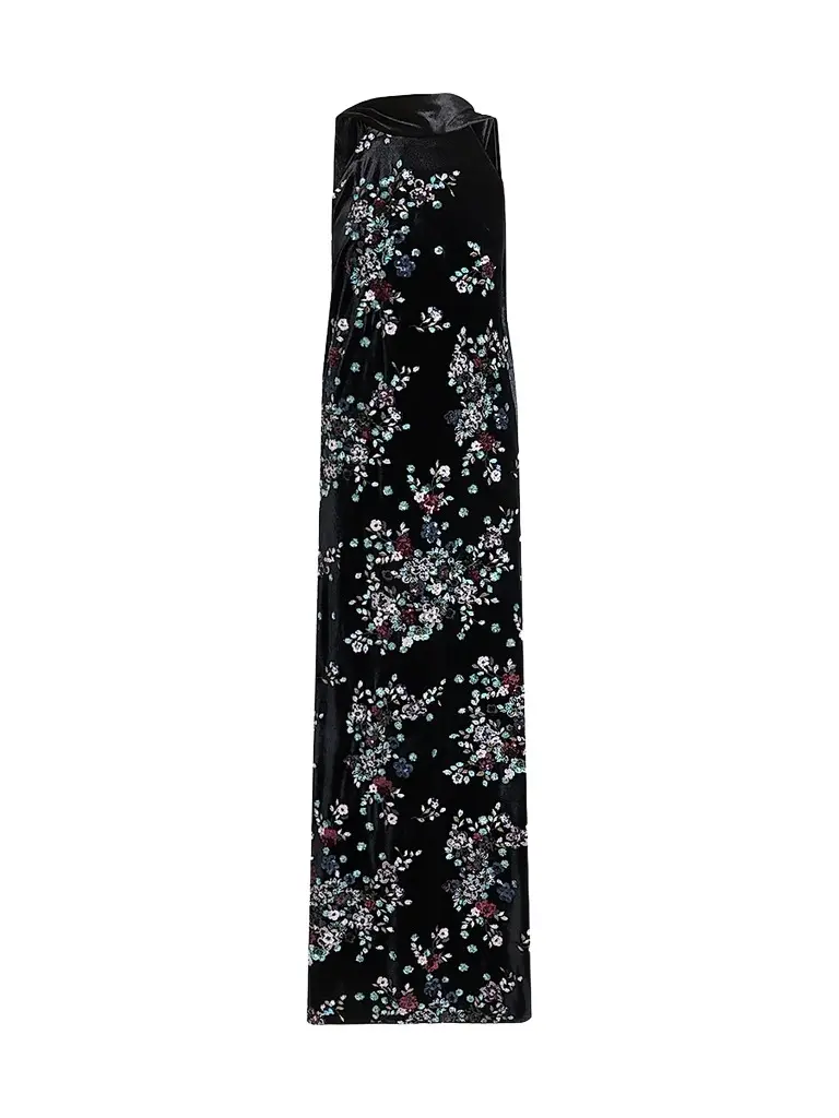 Talbot Runhof Women's Sequin Bloom Velvet Gown