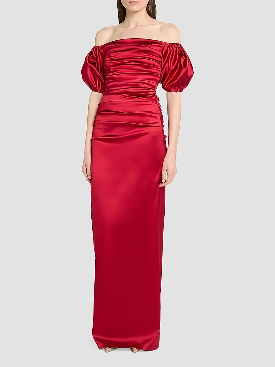 Talbot Runhof Women's Off-The-Shoulder Satin Duchesse Gown | Thumbnail 4 Talbot Runhof Women's Off-The-Shoulder Satin Duchesse Gown | Thumbnail 4