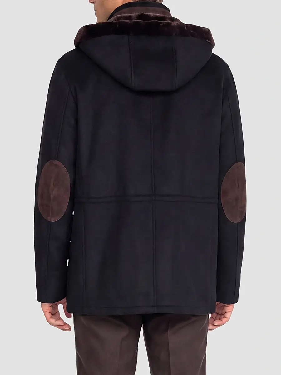 Gorski Men's Zip Parka Jacket with Shearling Lamb Hood Trim | Thumbnail 5 Gorski Men's Zip Parka Jacket with Shearling Lamb Hood Trim | Thumbnail 5