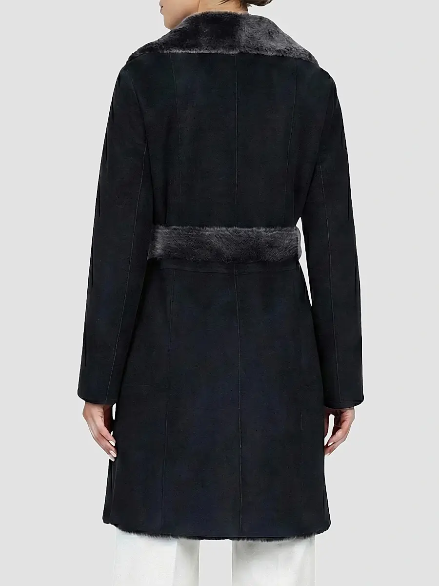 Gorski Women's Merino Lamb Short Coat with Belt | Thumbnail 5