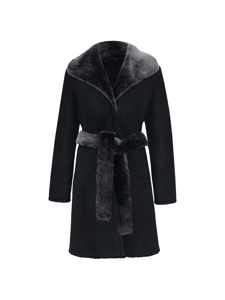 Women's Merino Lamb Short Coat with Belt Women's Merino Lamb Short Coat with Belt