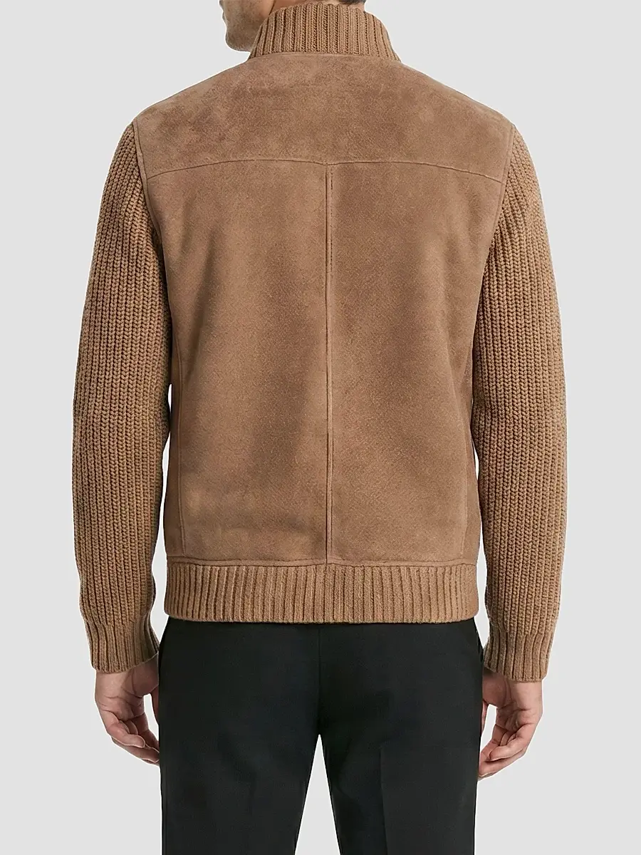 Gorski Men's Merino Shearling Lamb Jacket with Knit Sleeves and Hem | Thumbnail 4 Gorski Men's Merino Shearling Lamb Jacket with Knit Sleeves and Hem | Thumbnail 4