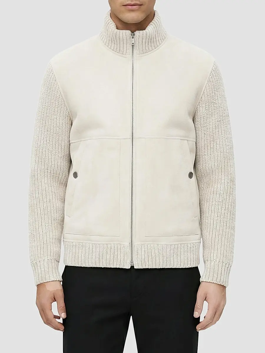 Gorski Men's Merino Shearling Lamb Jacket with Knit Sleeves and Hem | Thumbnail 3 Gorski Men's Merino Shearling Lamb Jacket with Knit Sleeves and Hem | Thumbnail 3