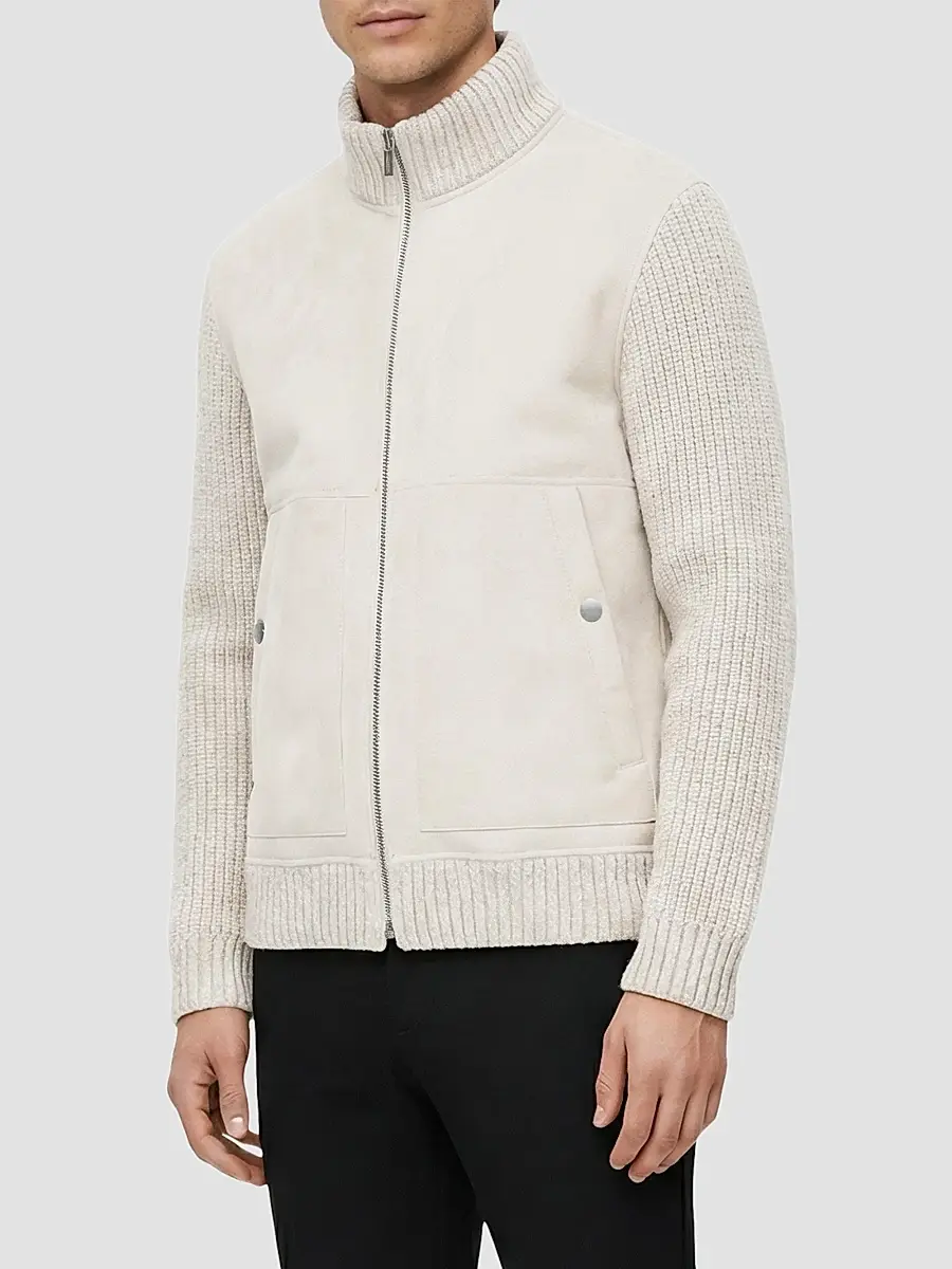 Gorski Men's Merino Shearling Lamb Jacket with Knit Sleeves and Hem | Thumbnail 4 Gorski Men's Merino Shearling Lamb Jacket with Knit Sleeves and Hem | Thumbnail 4