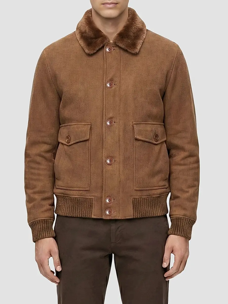 Gorski Men's Embossed Merino Shearling Lamb Bomber Jacket | Thumbnail 3 Gorski Men's Embossed Merino Shearling Lamb Bomber Jacket | Thumbnail 3