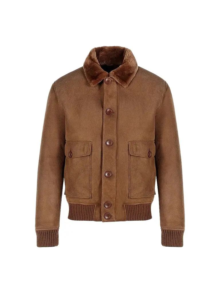 Gorski Men's Embossed Merino Shearling Lamb Bomber Jacket