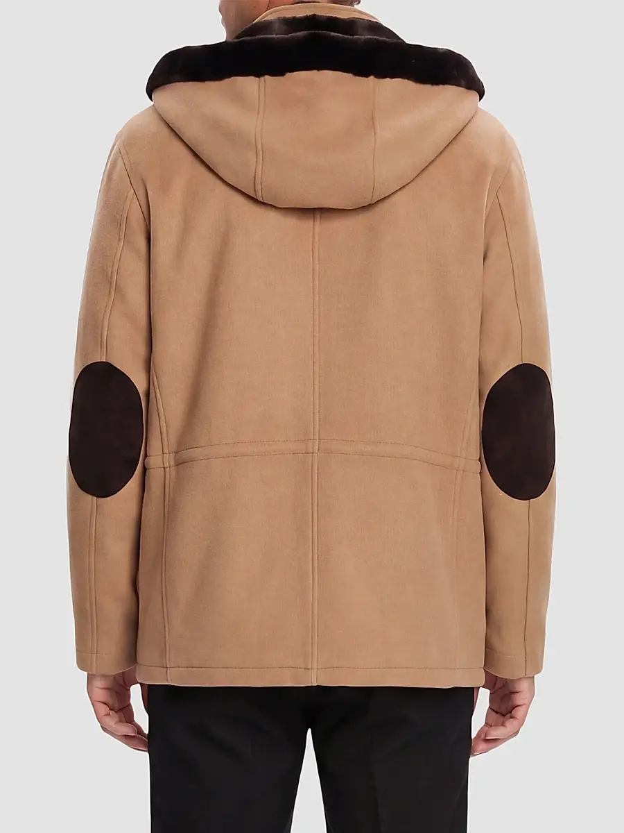 Gorski Men's Zip Parka Jacket with Shearling Lamb Hood Trim | Thumbnail 5 Gorski Men's Zip Parka Jacket with Shearling Lamb Hood Trim | Thumbnail 5