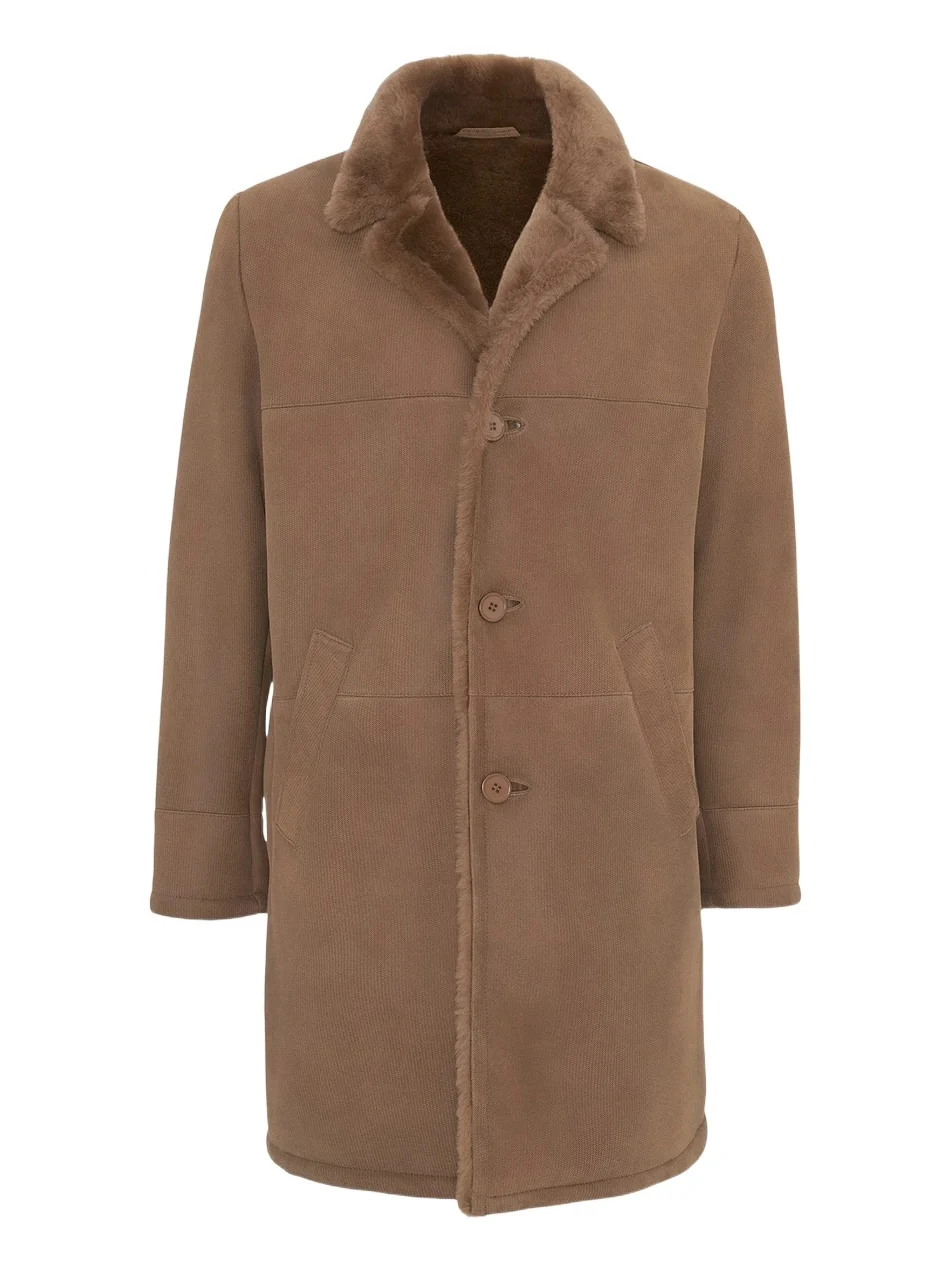 Men's Embossed Merino Shearling Lamb Stroller Coat