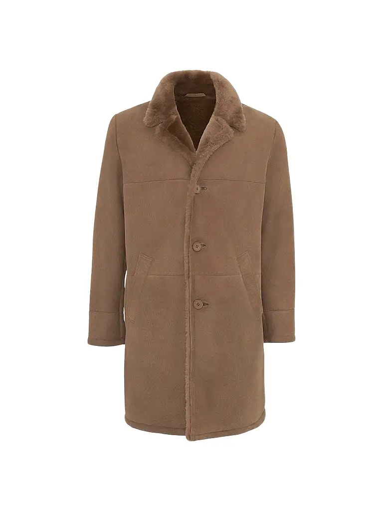 Gorski Men's Embossed Merino Shearling Lamb Stroller Coat