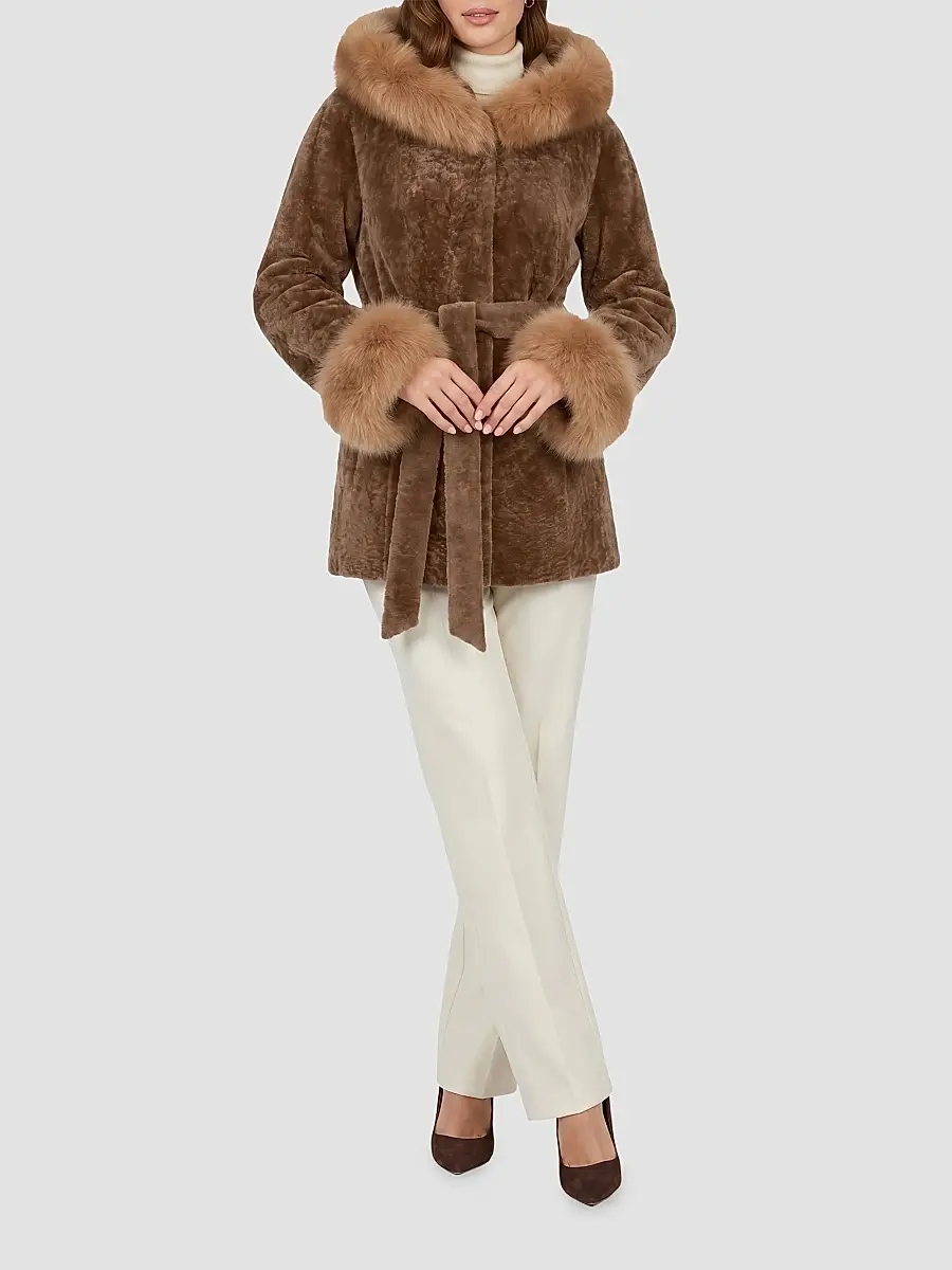 Gorski Women's Textured Lamb Reversible Parka Jacket | Thumbnail 2
