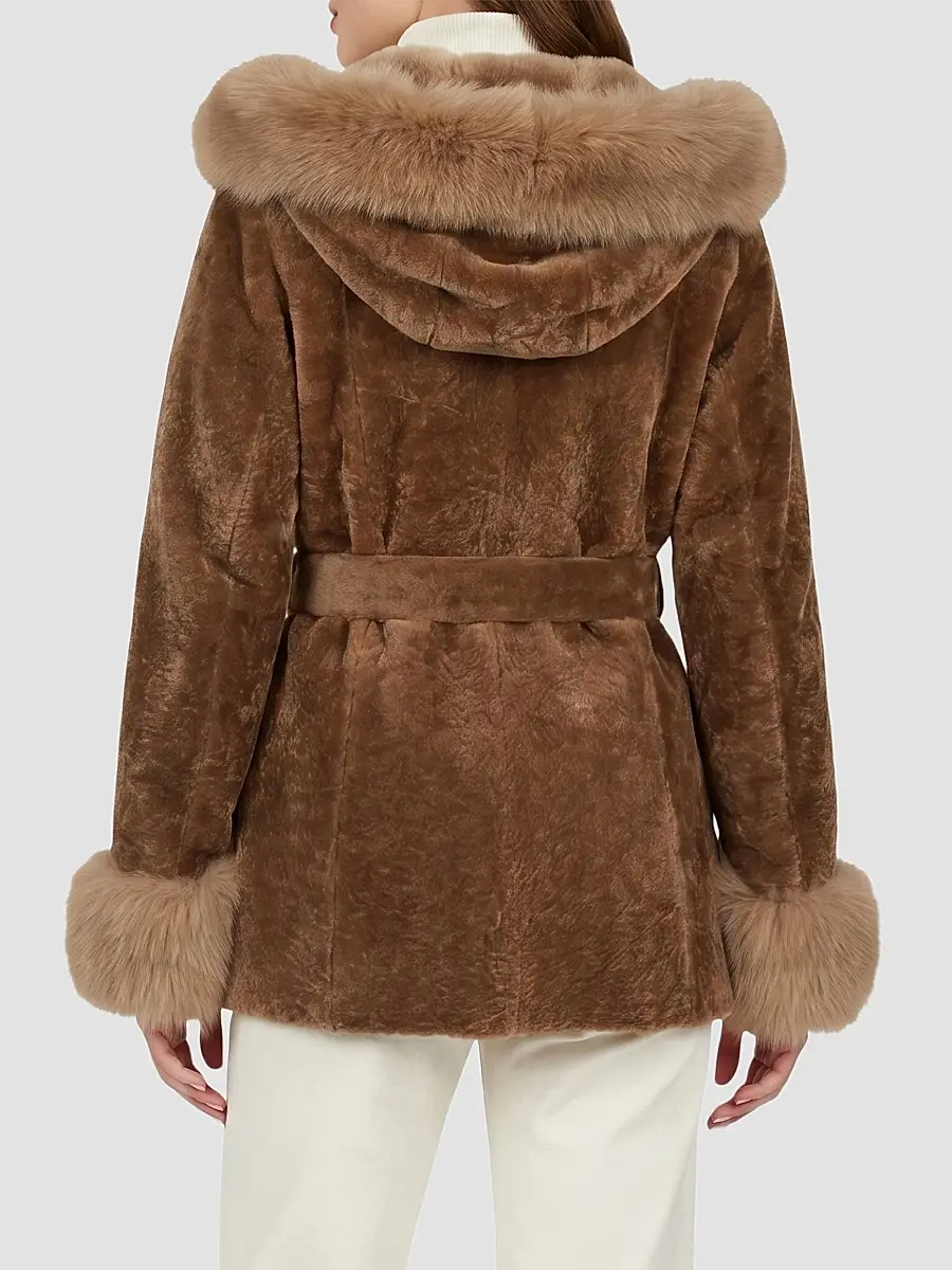 Gorski Women's Textured Lamb Reversible Parka Jacket | Thumbnail 5