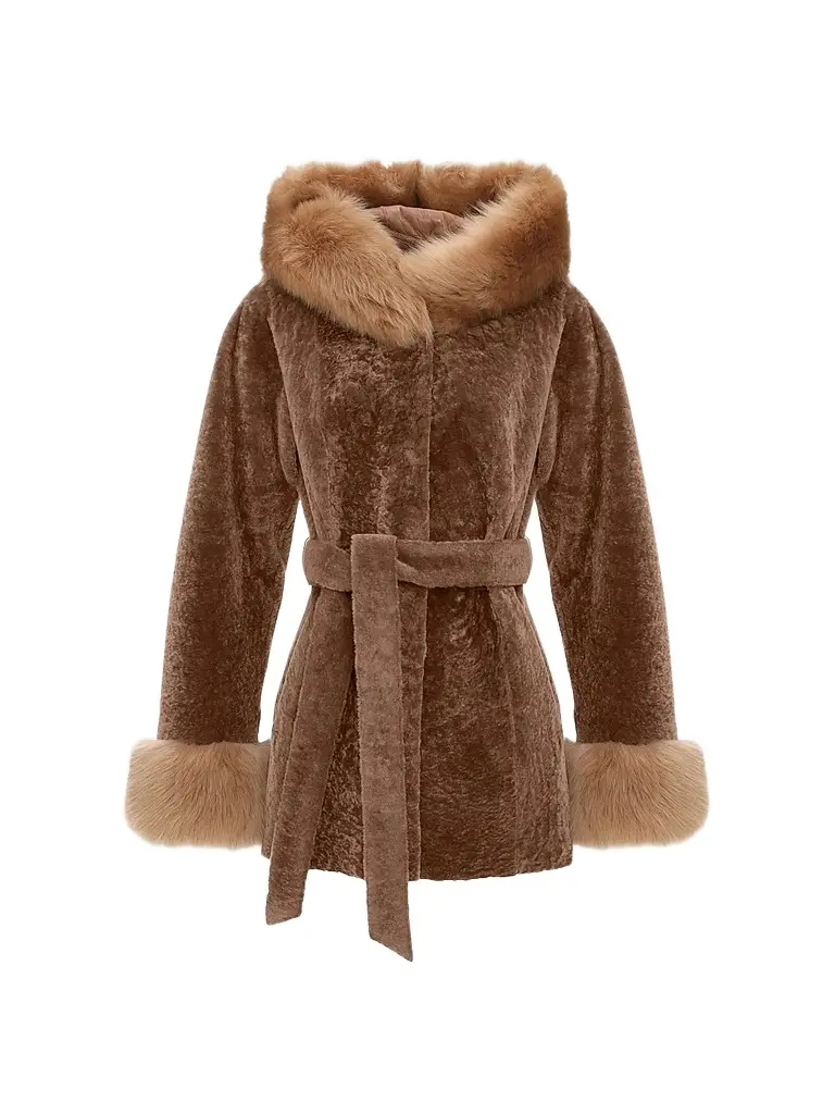 Gorski Women's Textured Lamb Reversible Parka Jacket
