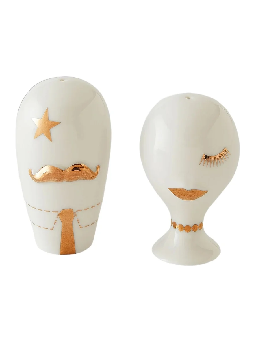 Jonathan Adler Gilded Mr. & Mrs. Muse Salt & Pepper Shakers - Multi