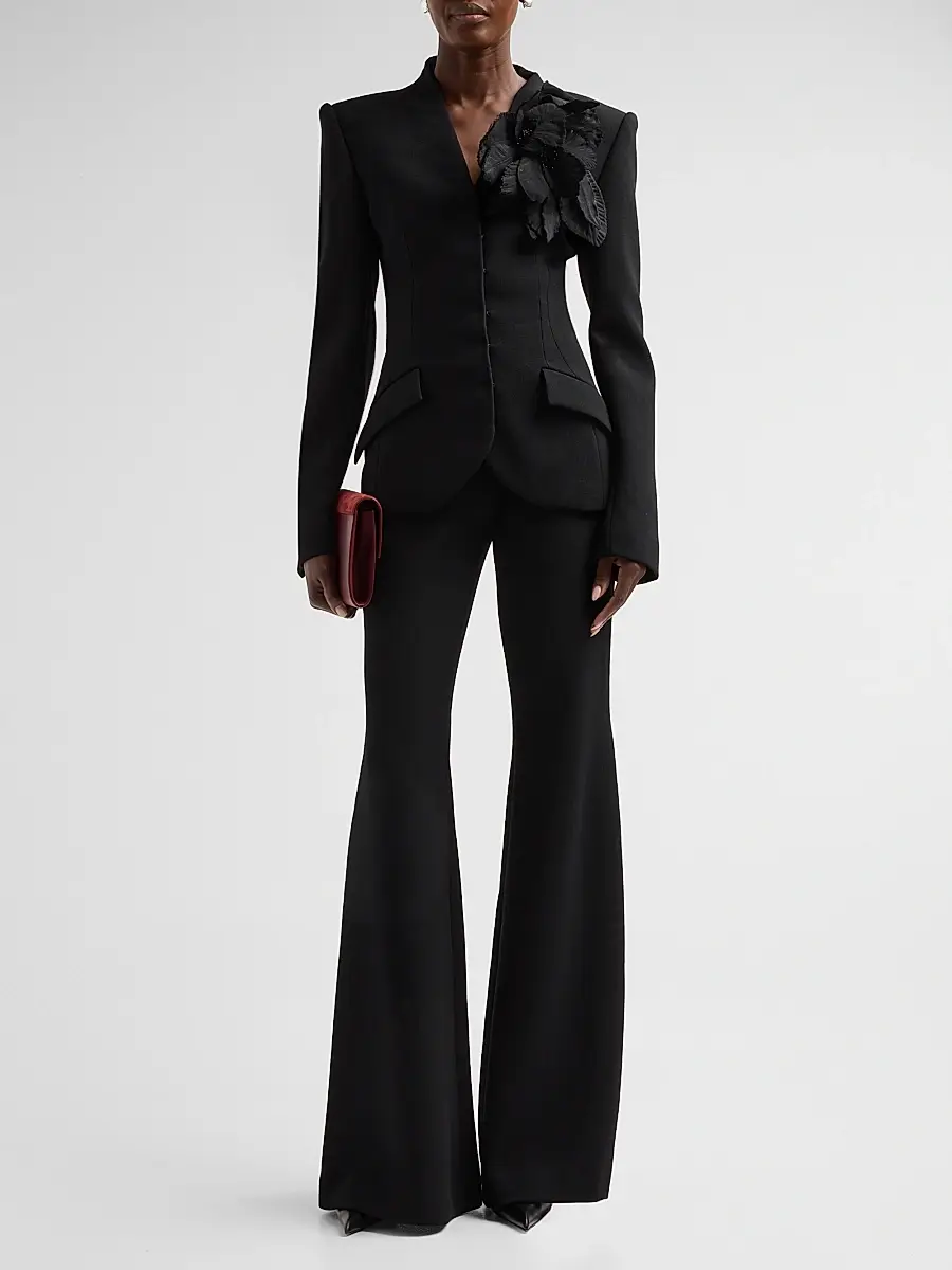 Sergio Hudson Women's Collarless Slim Tailored Wool-Blend Jacket | Thumbnail 2