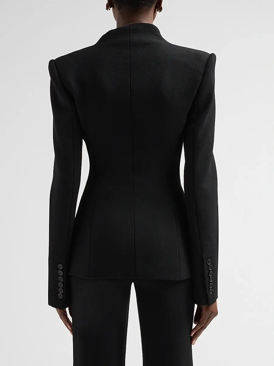Sergio Hudson Women's Collarless Slim Tailored Wool-Blend Jacket | Thumbnail 3
