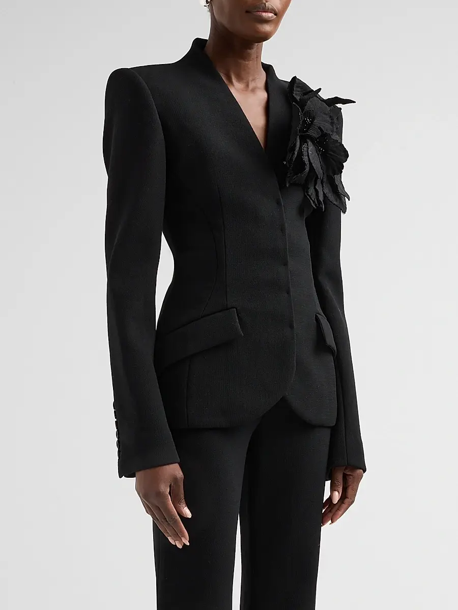 Sergio Hudson Women's Collarless Slim Tailored Wool-Blend Jacket | Thumbnail 4