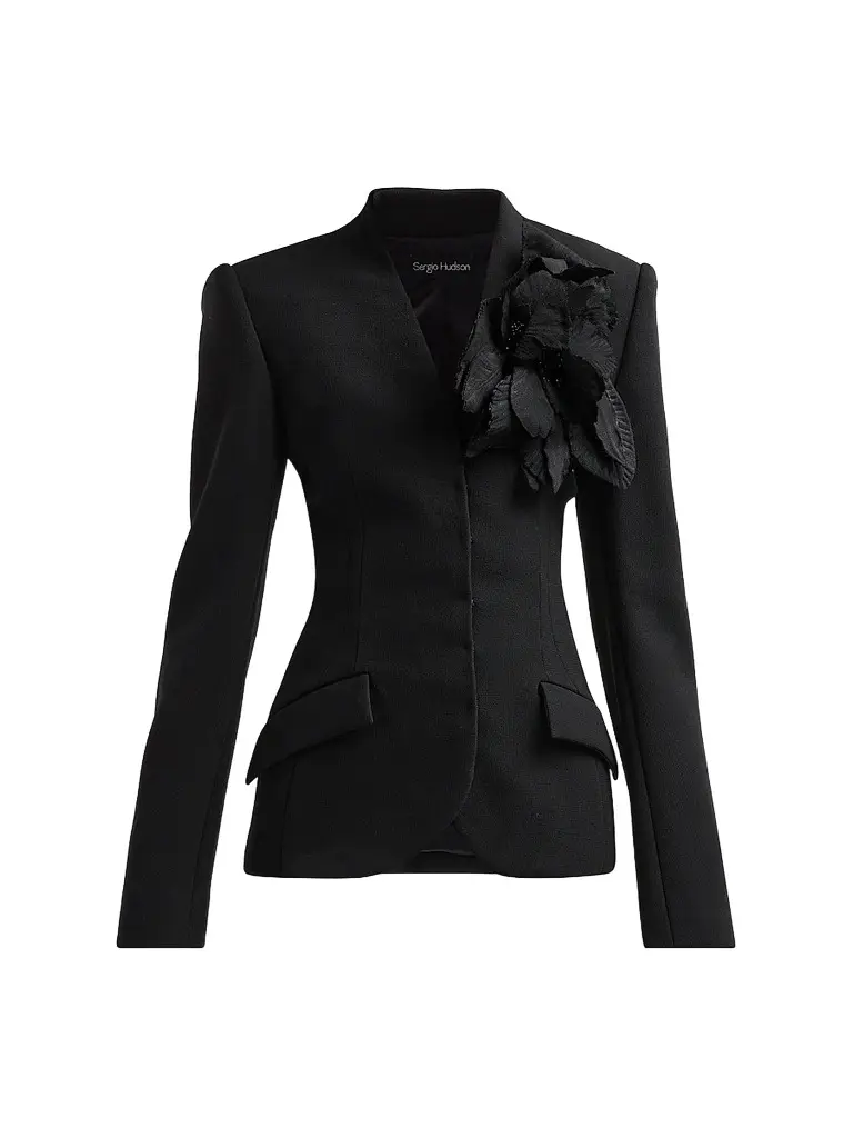 Sergio Hudson Women's Collarless Slim Tailored Wool-Blend Jacket