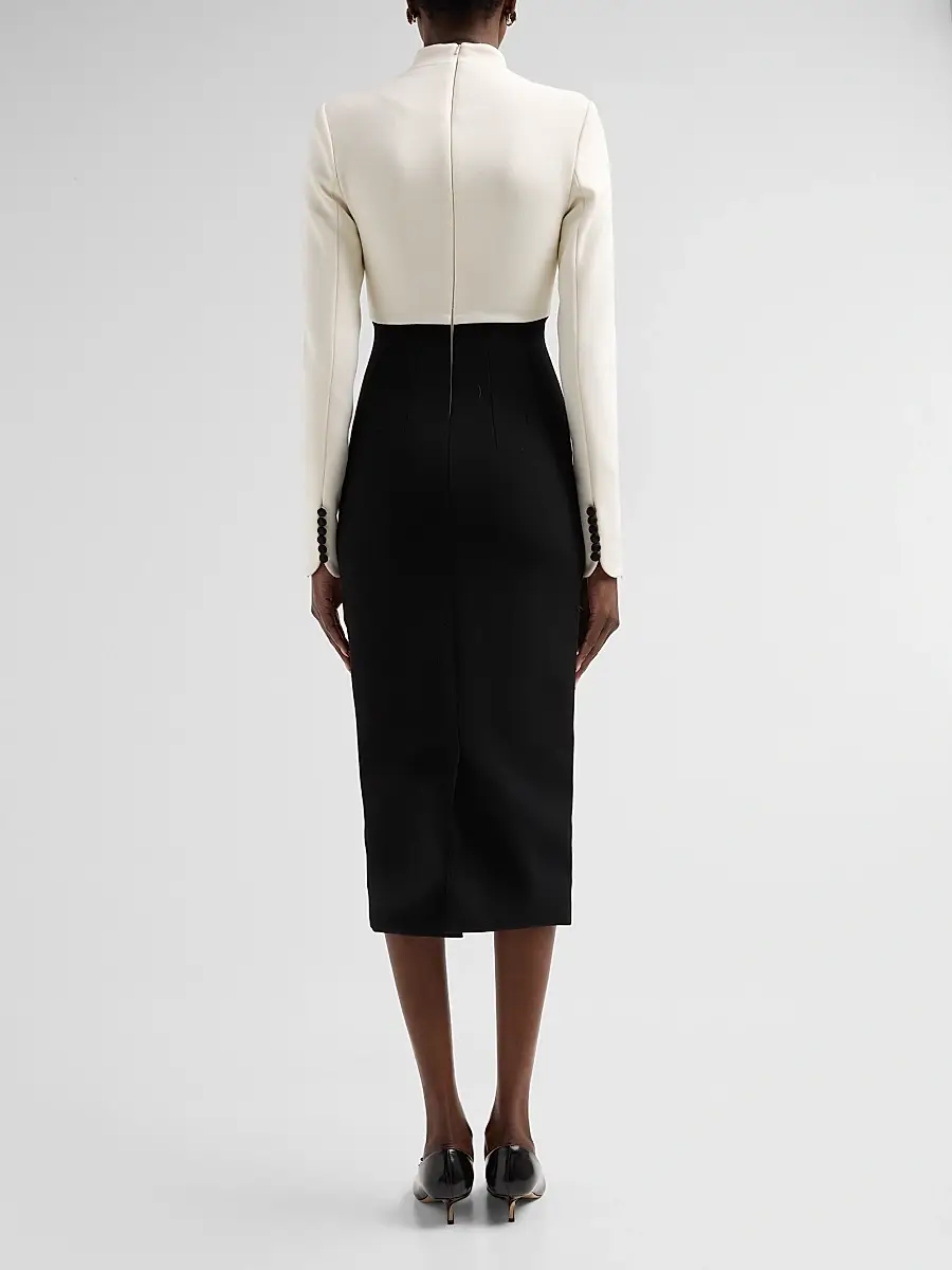 Sergio Hudson Women's Two-Tone Stretch Wool Crêpe Cocktail Dress | Thumbnail 3 Sergio Hudson Women's Two-Tone Stretch Wool Crêpe Cocktail Dress | Thumbnail 3