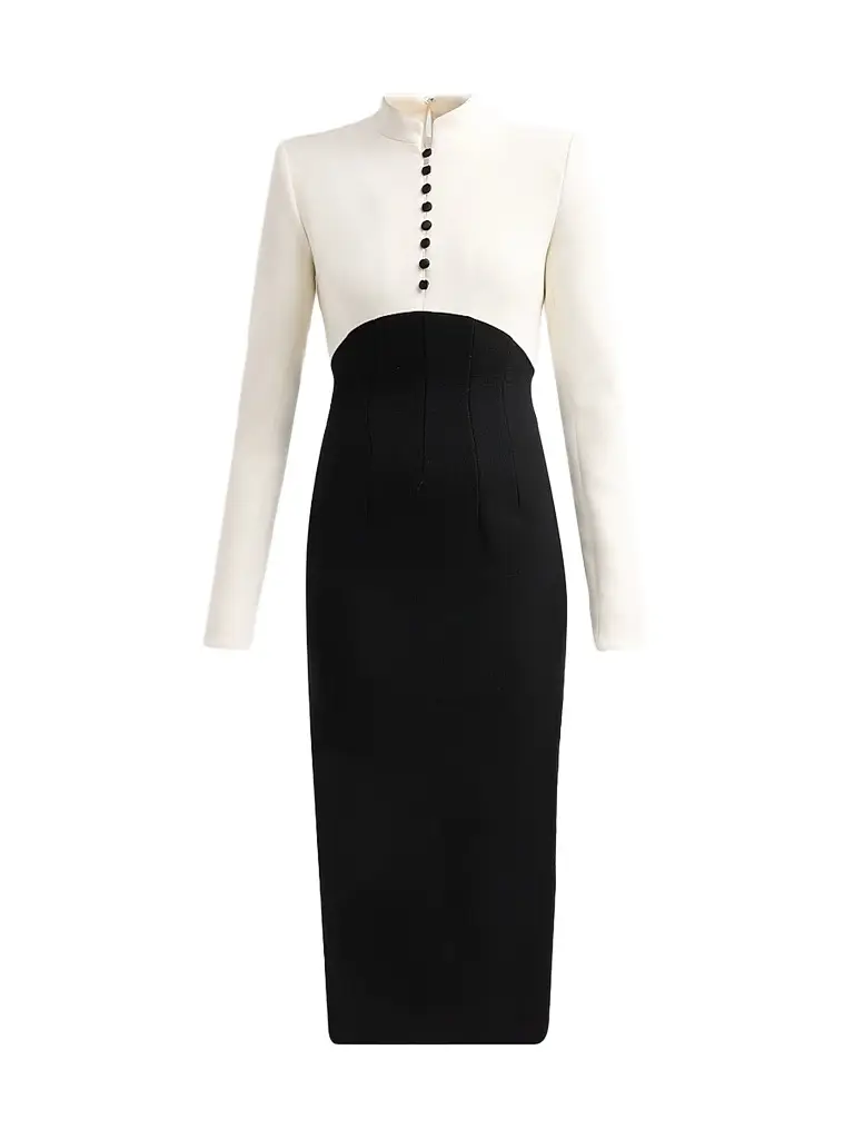Sergio Hudson Women's Two-Tone Stretch Wool Crêpe Cocktail Dress