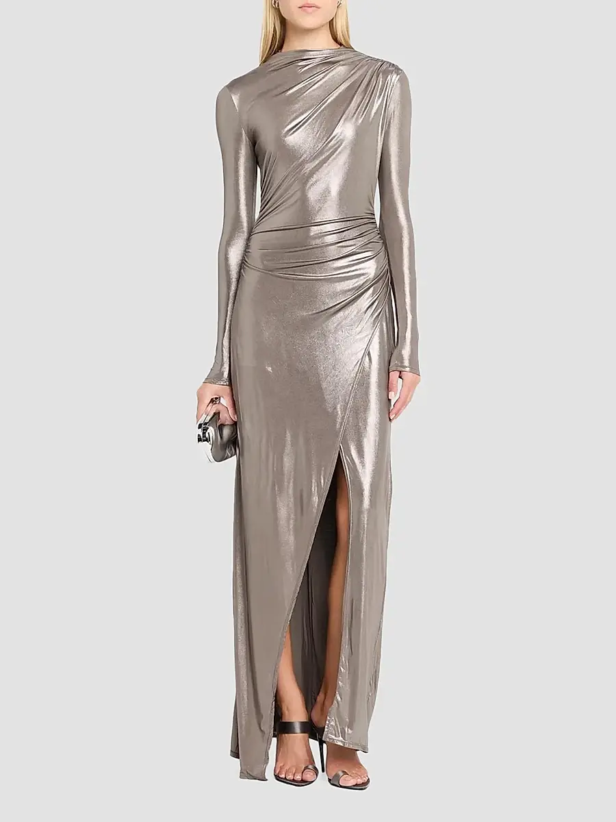 Lapointe Women's Coated Jersey Draped Gown | Thumbnail 2 Lapointe Women's Coated Jersey Draped Gown | Thumbnail 2