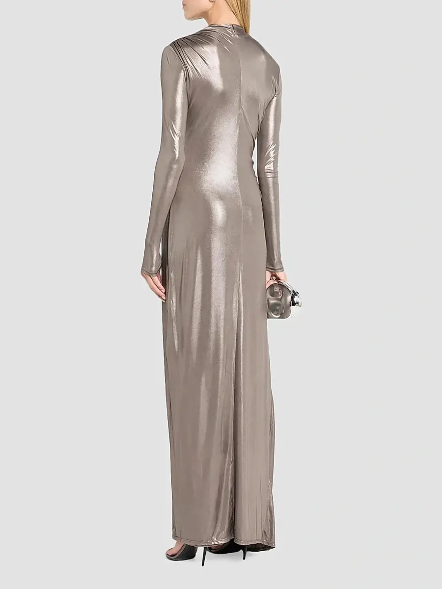 Lapointe Women's Coated Jersey Draped Gown | Thumbnail 3 Lapointe Women's Coated Jersey Draped Gown | Thumbnail 3