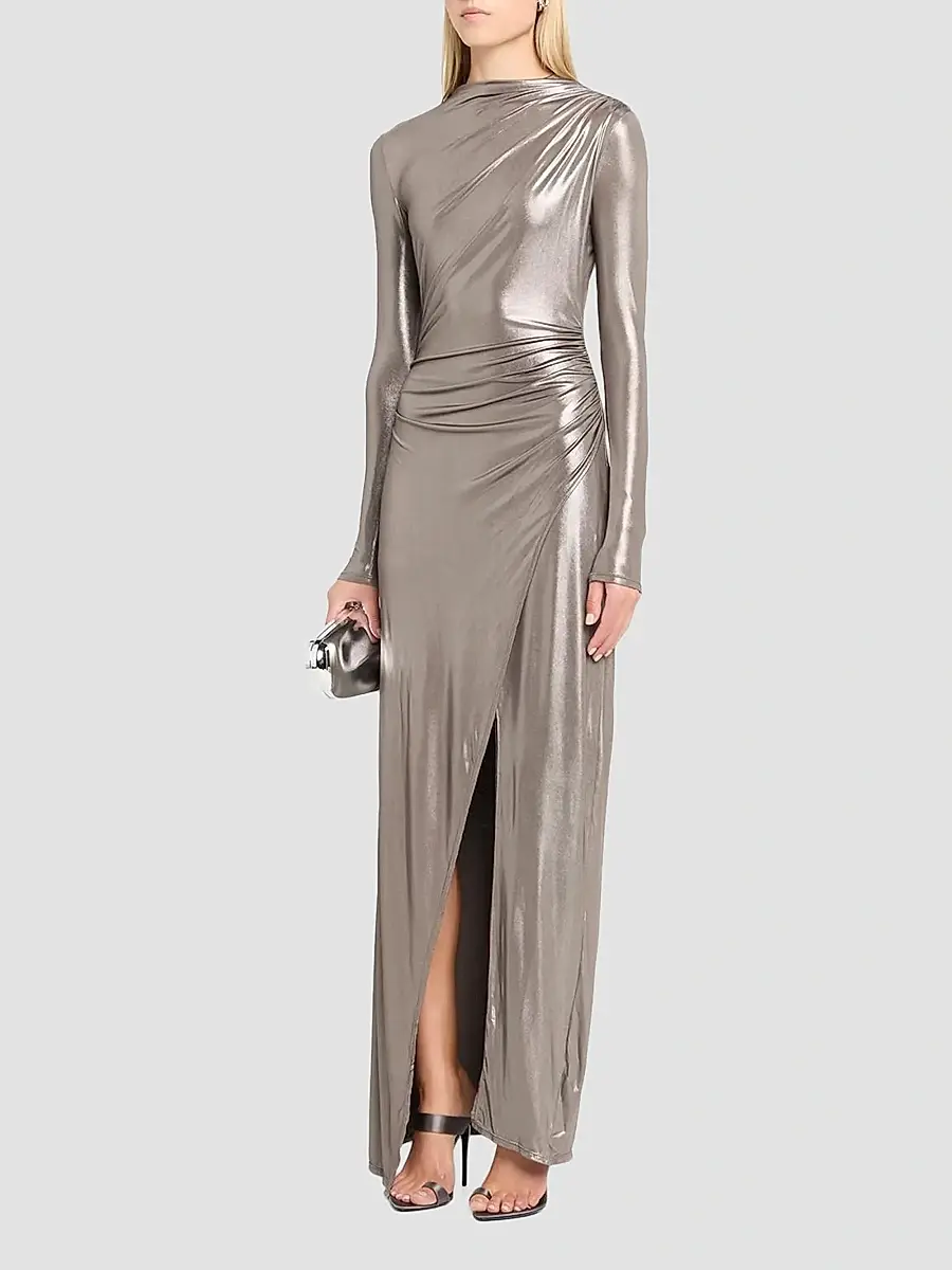 Lapointe Women's Coated Jersey Draped Gown | Thumbnail 4 Lapointe Women's Coated Jersey Draped Gown | Thumbnail 4