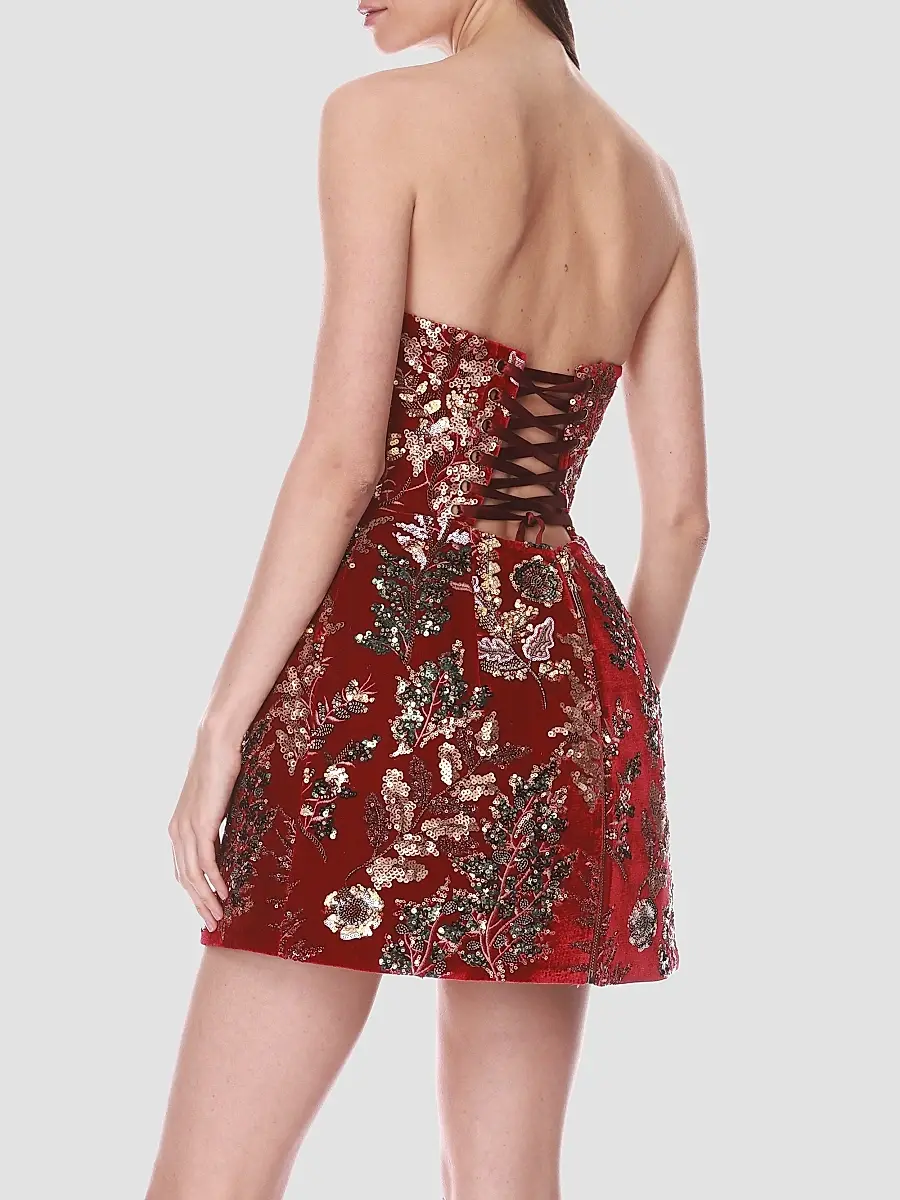 Bronx and Banco Women's Embellished Velvet Fit & Flare Strapless Mini Dress | Thumbnail 2 Bronx and Banco Women's Embellished Velvet Fit & Flare Strapless Mini Dress | Thumbnail 2