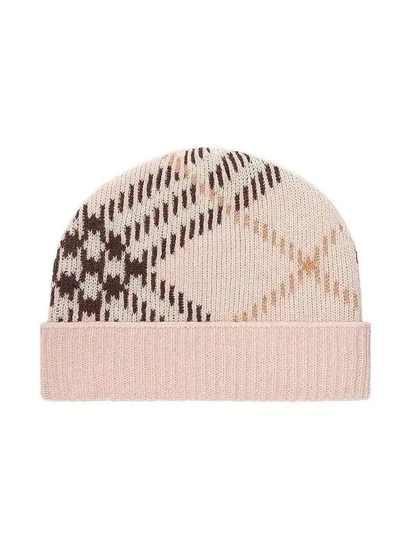 Women's Check Cashmere Knit Beanie