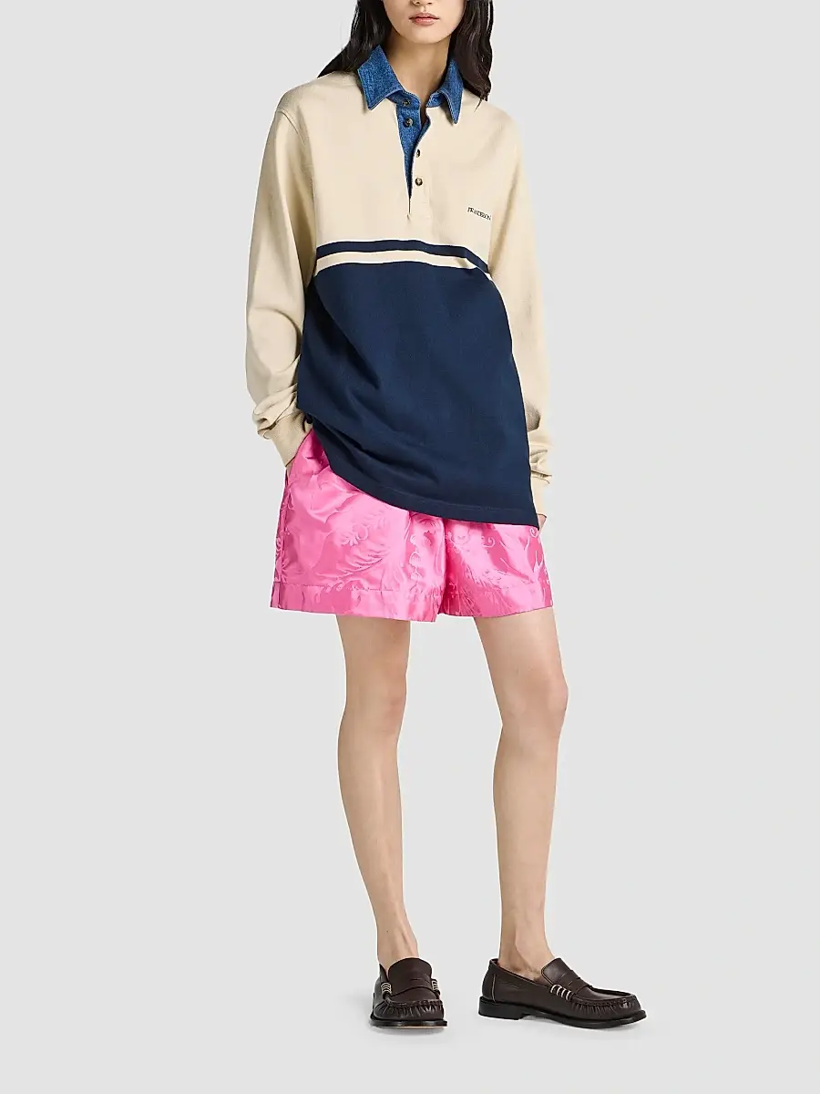 JW Anderson Women's Contrast-Collar Long-Sleeve Polo Shirt | Thumbnail 2