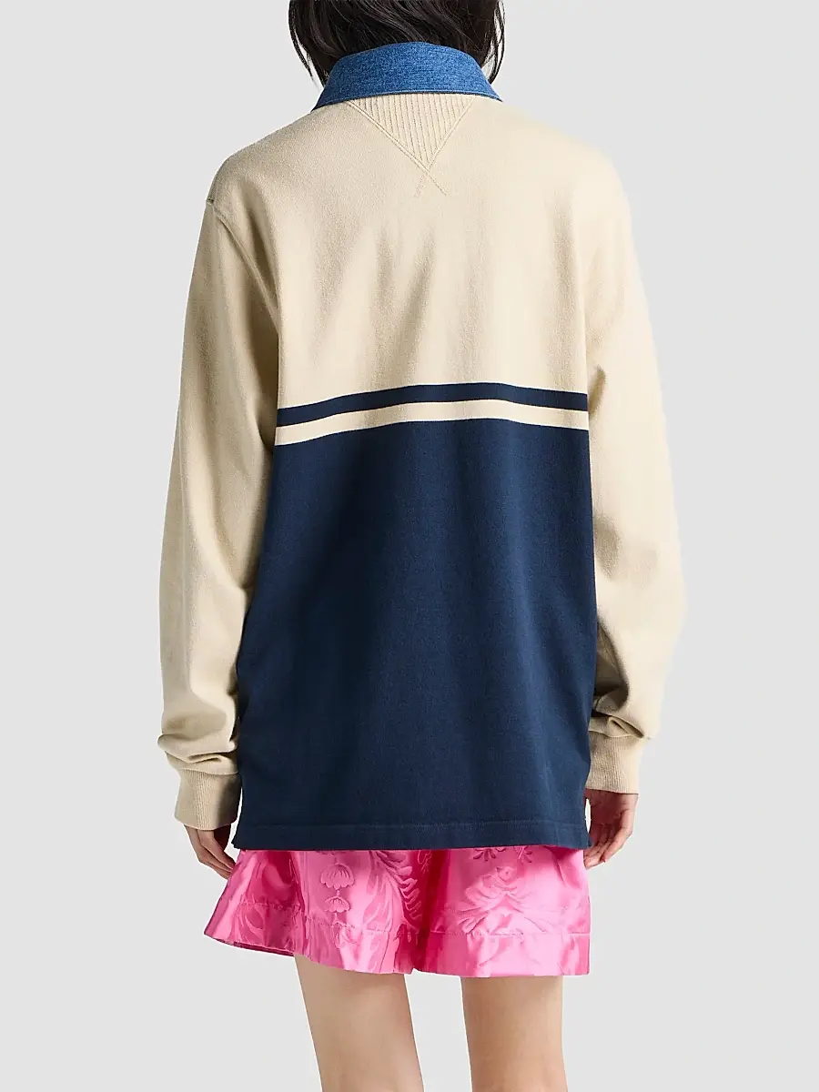 JW Anderson Women's Contrast-Collar Long-Sleeve Polo Shirt | Thumbnail 3