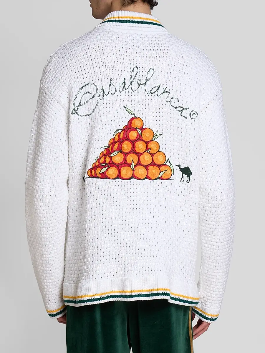 Casablanca Men's Oranges Crochet Cotton Shirt | Thumbnail 3