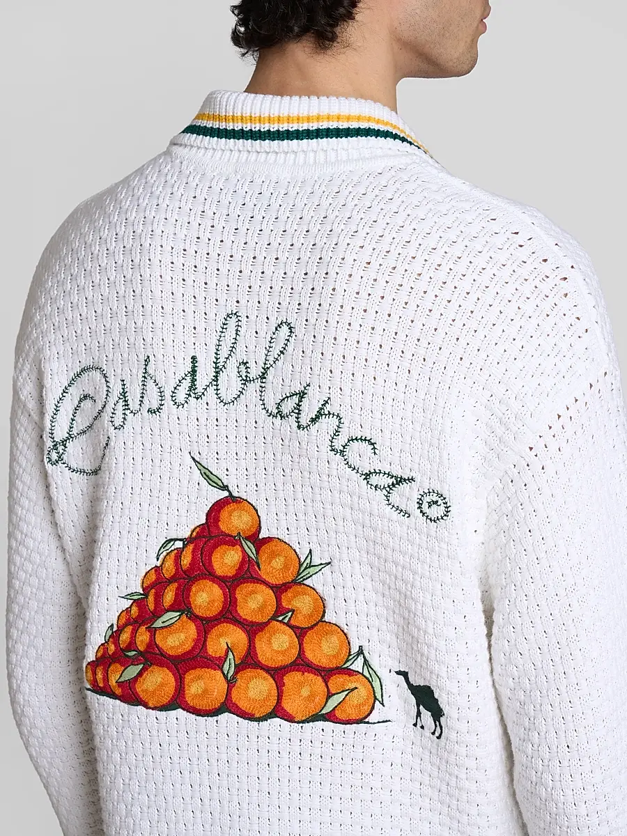 Casablanca Men's Oranges Crochet Cotton Shirt | Thumbnail 5